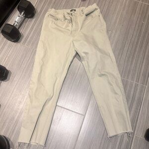Club Monaco Relaxed Slim Crop Jeans – Light Khaki – Raw Hem – Size 28